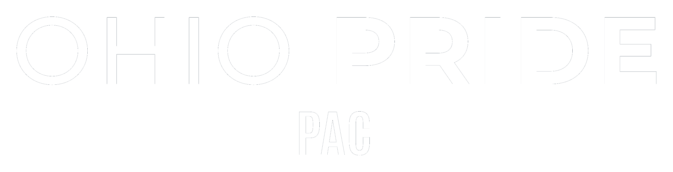 Ohio Pride PAC wordmark, mono white on navy
